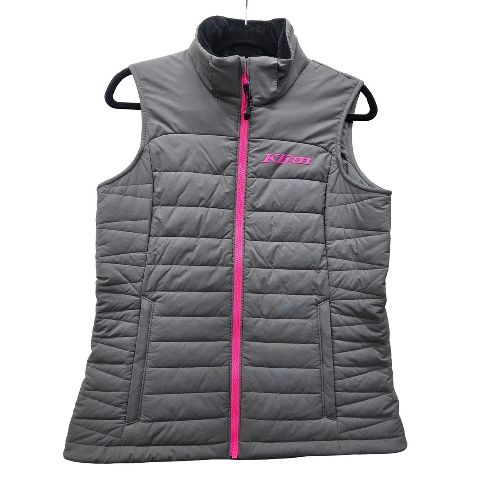 Klim Arise Vest Womens‎ Medium Gray Pink Quilted Insulated Full Zip Puffer